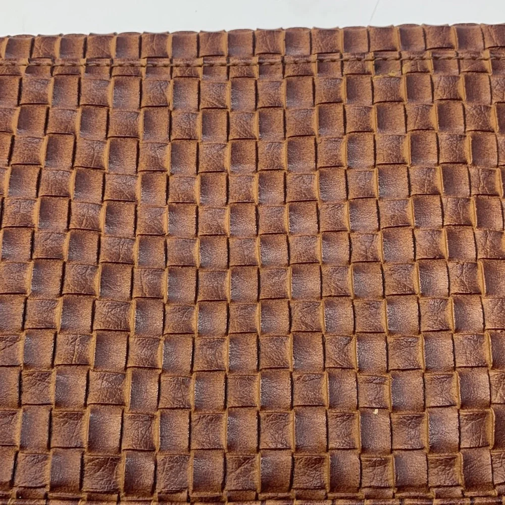 Lulu Townsend Brown Leather Woven Clutch Handbag MCB3642 - Picture 6 of 8
